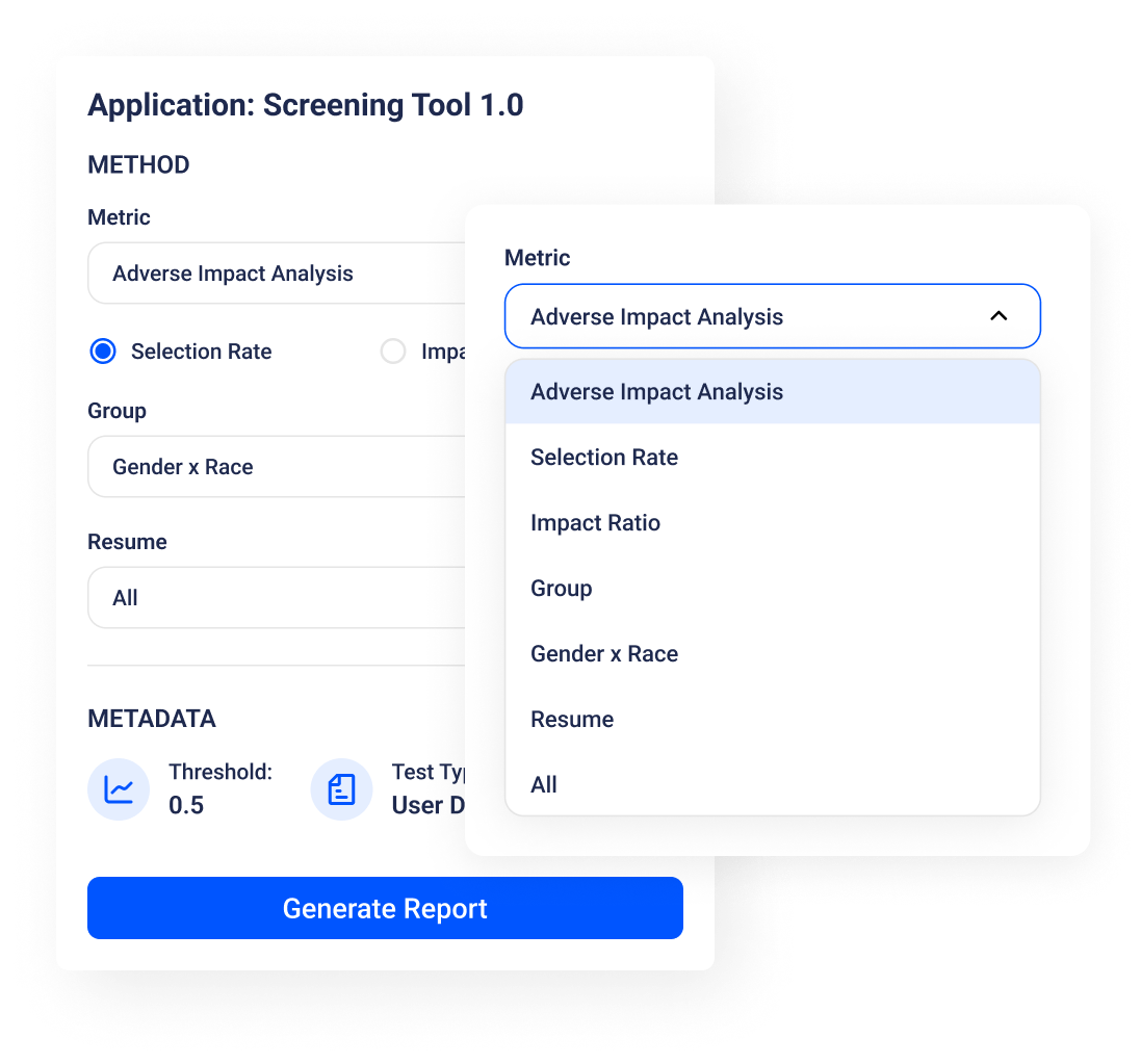 Screenshot of FairNow's AI Bias Assessment Tools